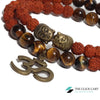 TCC™ Natural Certified Rudraksha & Tiger Eye Stone Om Buddha Bracelet